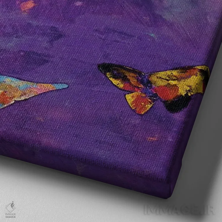 تابلو دکوراتیو پروانه های اوریگامی اثر مایکل کریس - نمای نزدیک بافت بوم