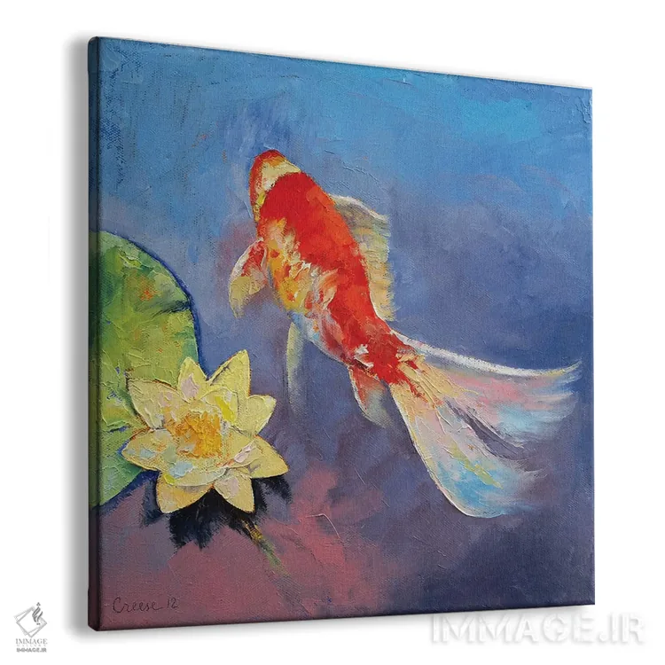 تابلو دکوراتیو کوی روی زمینه آبی و بنفش اثر مایکل کریس - نمای پرسپکتیو محصول