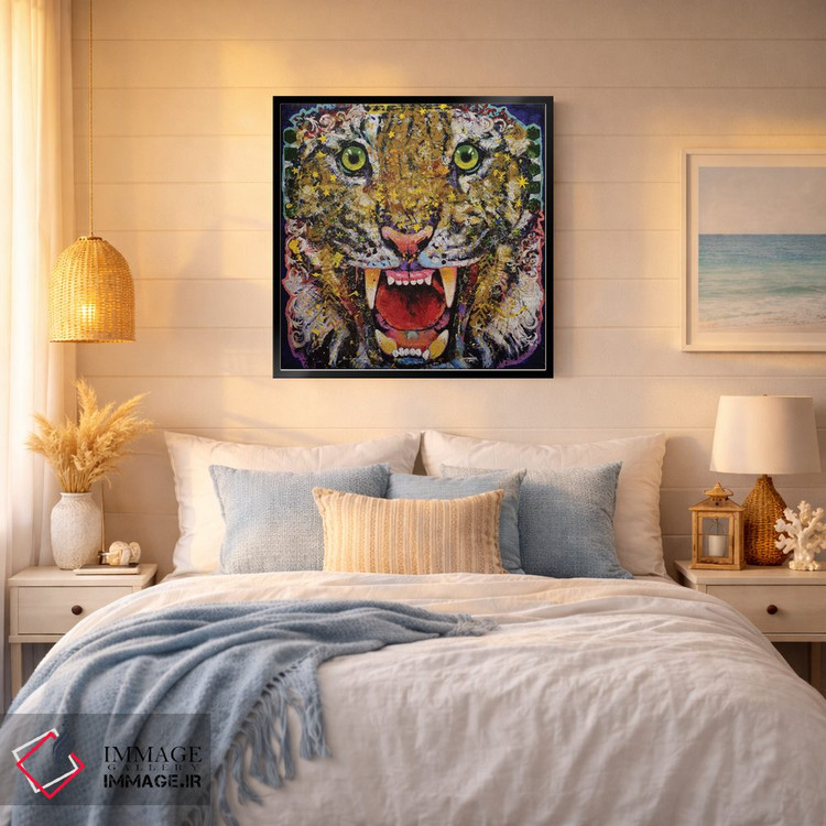 تابلو دکوراتیو ببر رنگین اثر مایکل کریس - D4B