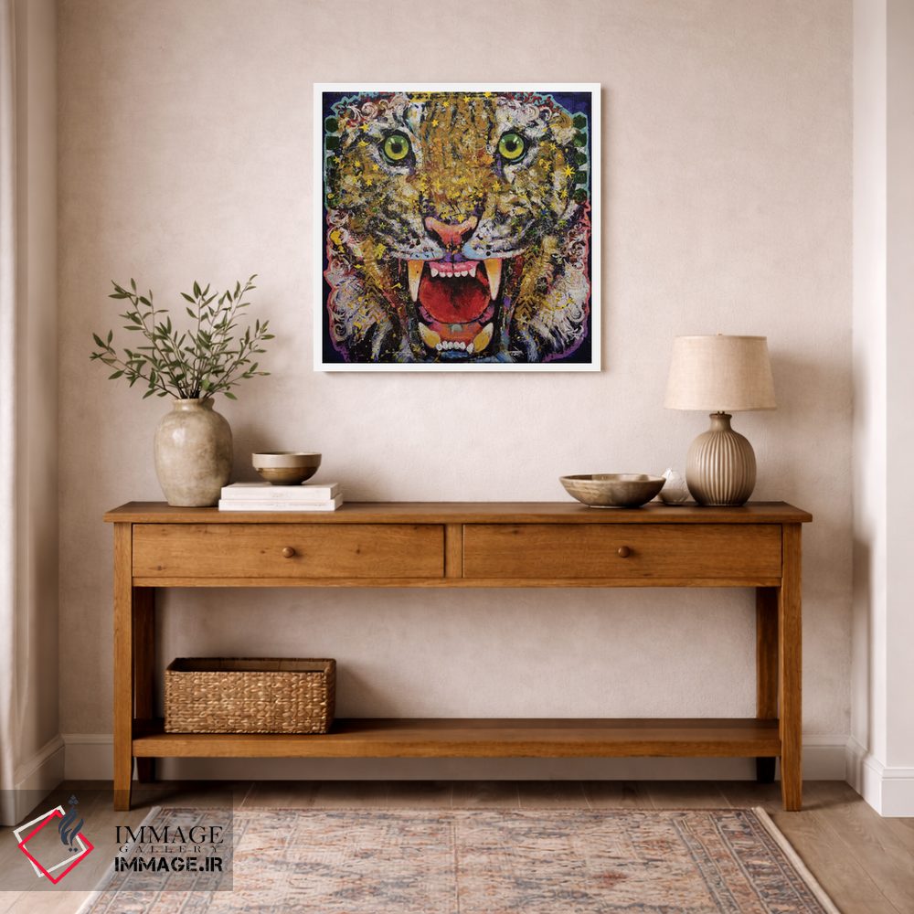 تابلو دکوراتیو ببر رنگین اثر مایکل کریس - D5W