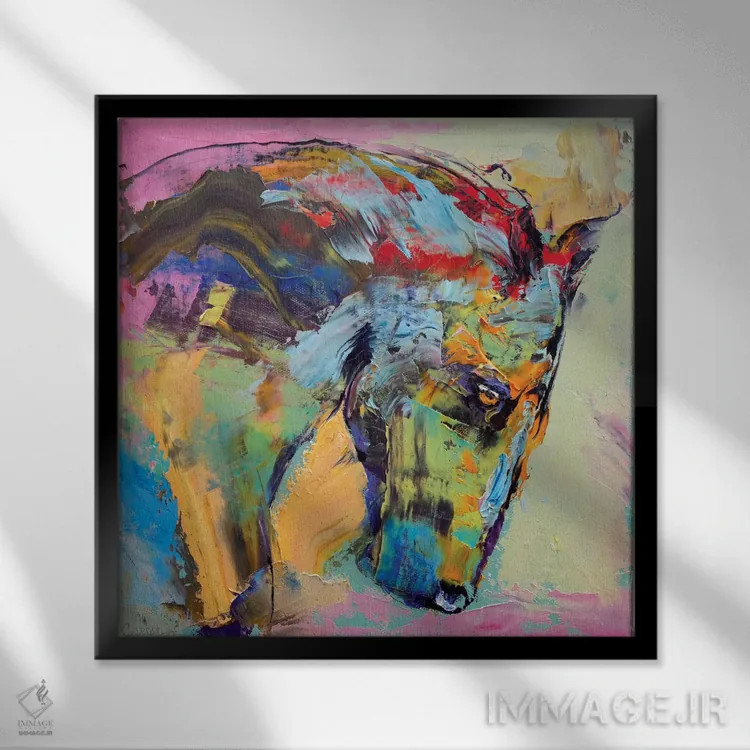 تابلو دکوراتیو مطالعه اسب اثر مایکل کریس - نمای قابدار مشکی