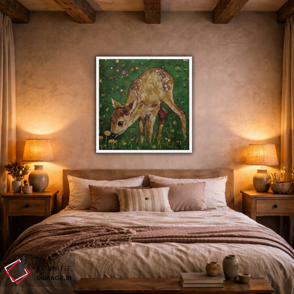 تابلو دکوراتیو گوزن جوان با قاصدک ها اثر مایکل کریس - D4W