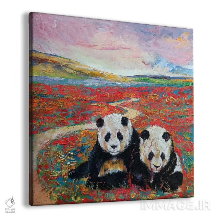 تابلو دکوراتیو بهشت پانداها اثر مایکل کریس - نمای پرسپکتیو محصول