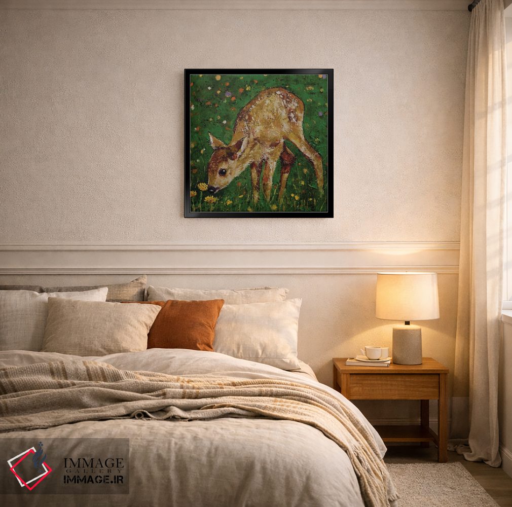 تابلو دکوراتیو گوزن جوان با قاصدک ها اثر مایکل کریس - D5B