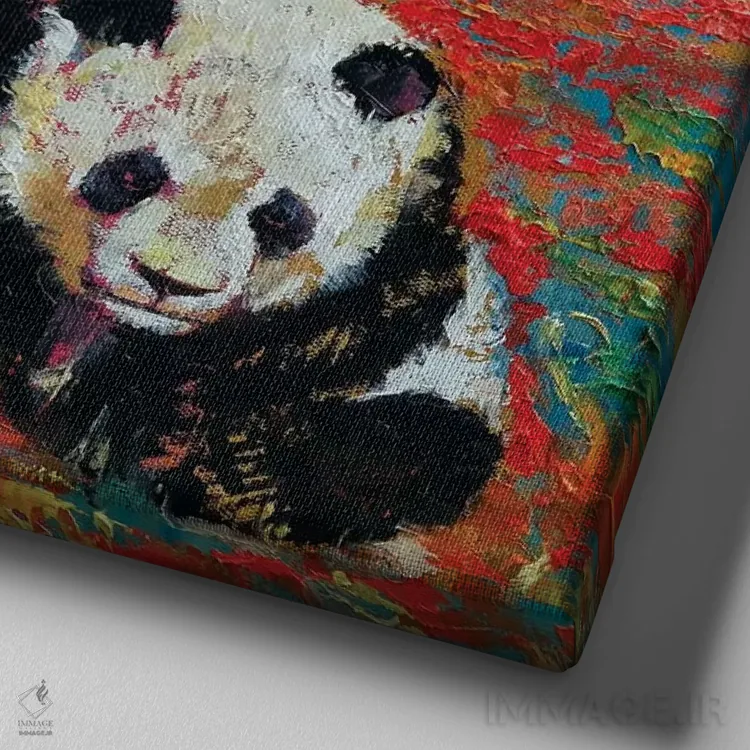 تابلو دکوراتیو بهشت پانداها اثر مایکل کریس - نمای نزدیک بافت بوم