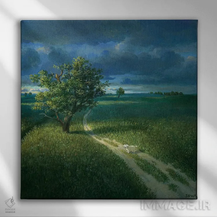 تابلو مدرن تنها اثر مایکل سووا - نمای روبهرو روی دیوار