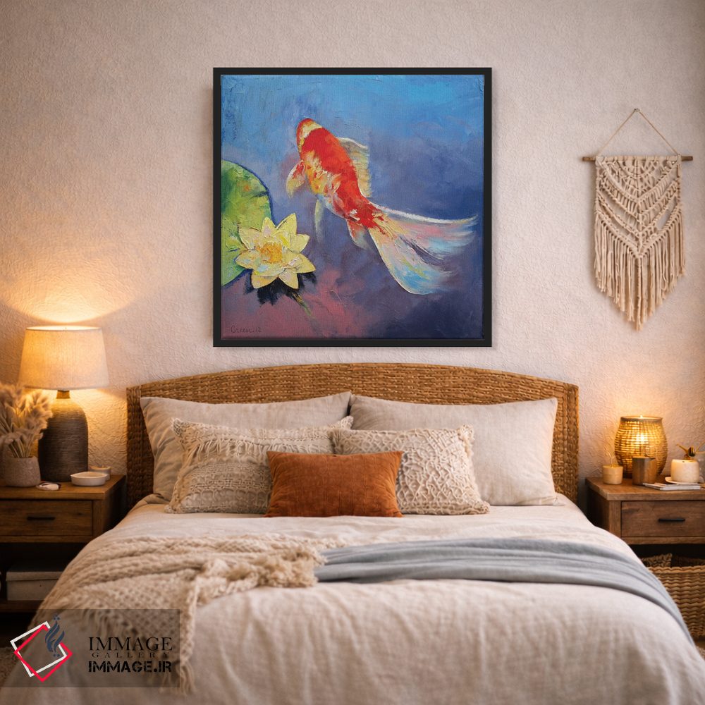 تابلو دکوراتیو کوی روی زمینه آبی و بنفش اثر مایکل کریس - D3B