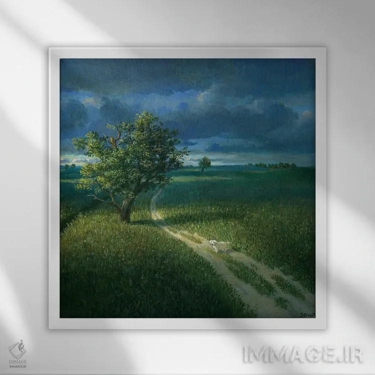 تابلو مدرن تنها اثر مایکل سووا - نمای قابدار سفید