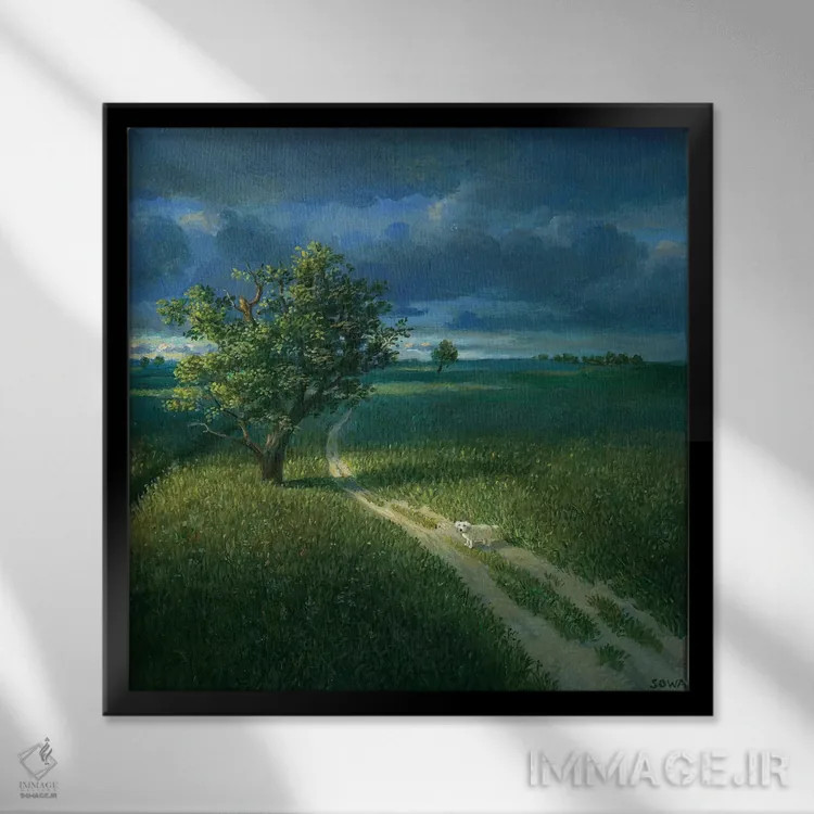 تابلو مدرن تنها اثر مایکل سووا - نمای قابدار مشکی