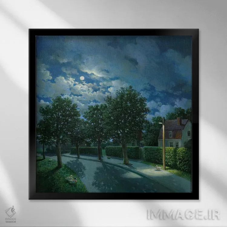 تابلو دکوراتیو شب اردک ها اثر مایکل سووا - نمای قابدار مشکی