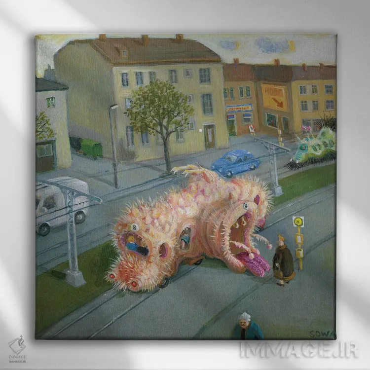 تابلو دکوراتیو سری مدل جدید تحت آزمایش اثر مایکل سووا - نمای روبهرو روی دیوار