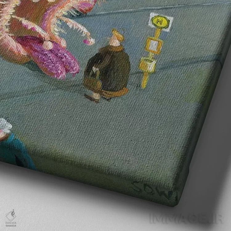 تابلو دکوراتیو سری مدل جدید تحت آزمایش اثر مایکل سووا - نمای نزدیک بافت بوم