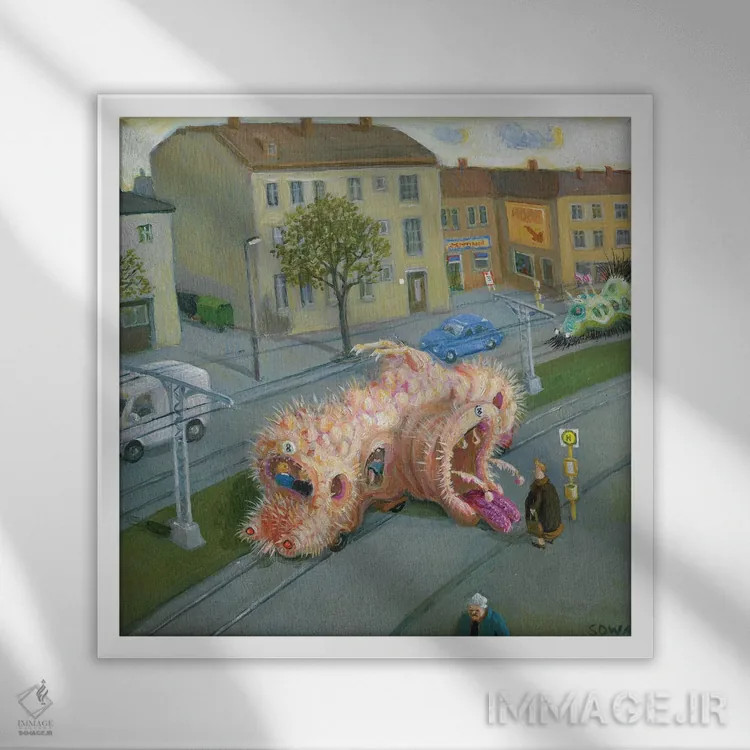 تابلو دکوراتیو سری مدل جدید تحت آزمایش اثر مایکل سووا - نمای قابدار سفید