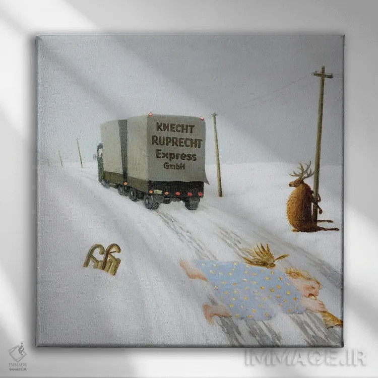 تابلو دکوراتیو کریسمس در راه است اثر مایکل سووا - نمای روبهرو روی دیوار