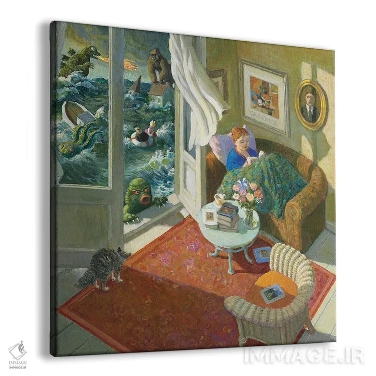 تابلو دکوراتیو ترجیح می دهم بخوانم اثر مایکل سووا - نمای پرسپکتیو محصول