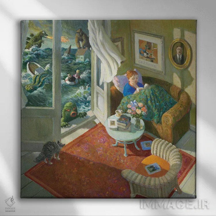 تابلو دکوراتیو ترجیح می دهم بخوانم اثر مایکل سووا - نمای روبهرو روی دیوار