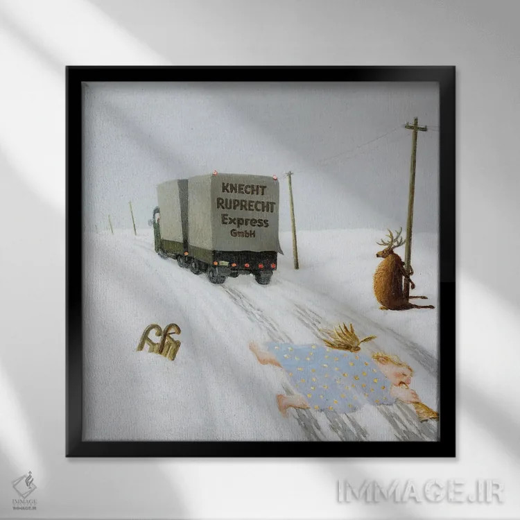 تابلو دکوراتیو کریسمس در راه است اثر مایکل سووا - نمای قابدار مشکی