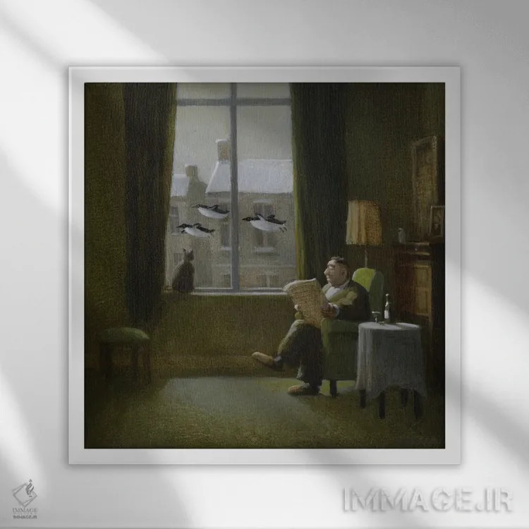 تابلو دکوراتیو فوریه اثر مایکل سووا - نمای قابدار سفید