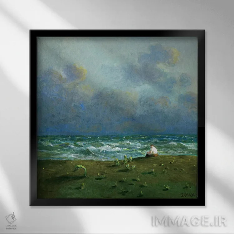تابلو دکوراتیو ساحل اشک ها اثر مایکل سووا - نمای قابدار مشکی