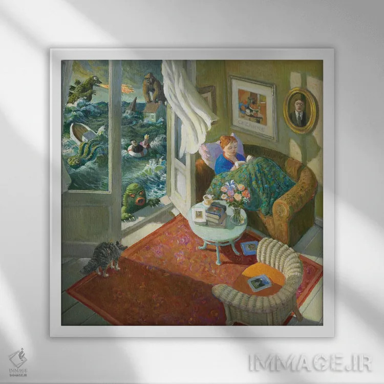 تابلو دکوراتیو ترجیح می دهم بخوانم اثر مایکل سووا - نمای قابدار سفید