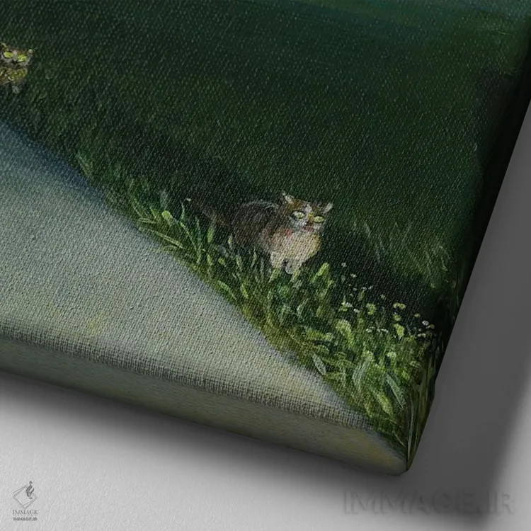 تابلو دکوراتیو دستیاران مسیر اثر مایکل سووا - نمای نزدیک بافت بوم