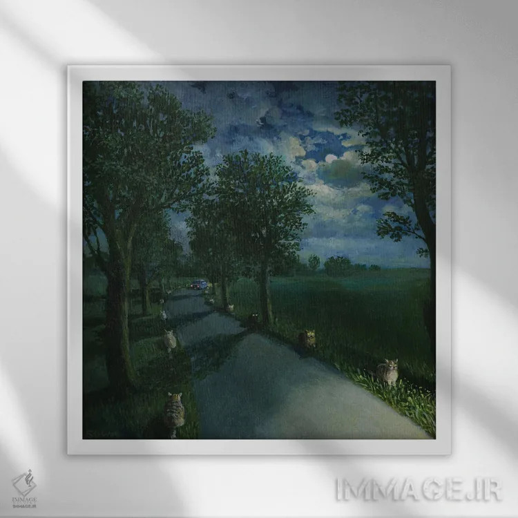 تابلو دکوراتیو دستیاران مسیر اثر مایکل سووا - نمای قابدار سفید