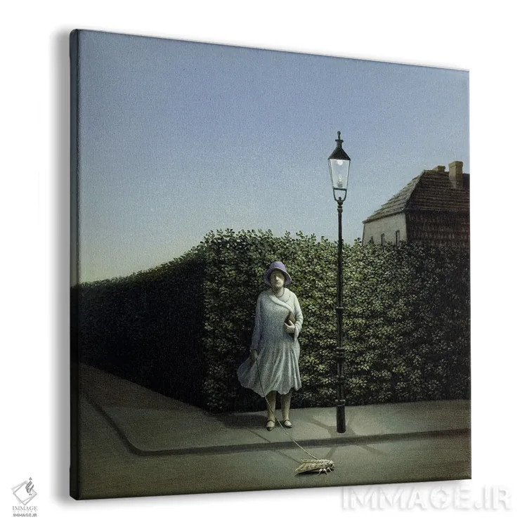 تابلو دکوراتیو زن با شب پره اثر مایکل سووا - نمای پرسپکتیو محصول