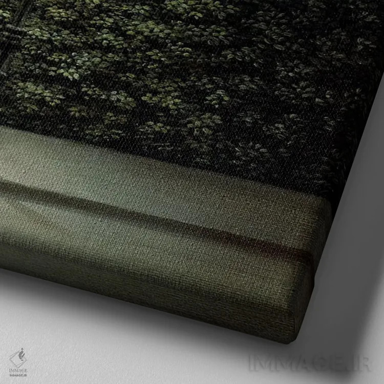 تابلو دکوراتیو زن با شب پره اثر مایکل سووا - نمای نزدیک بافت بوم