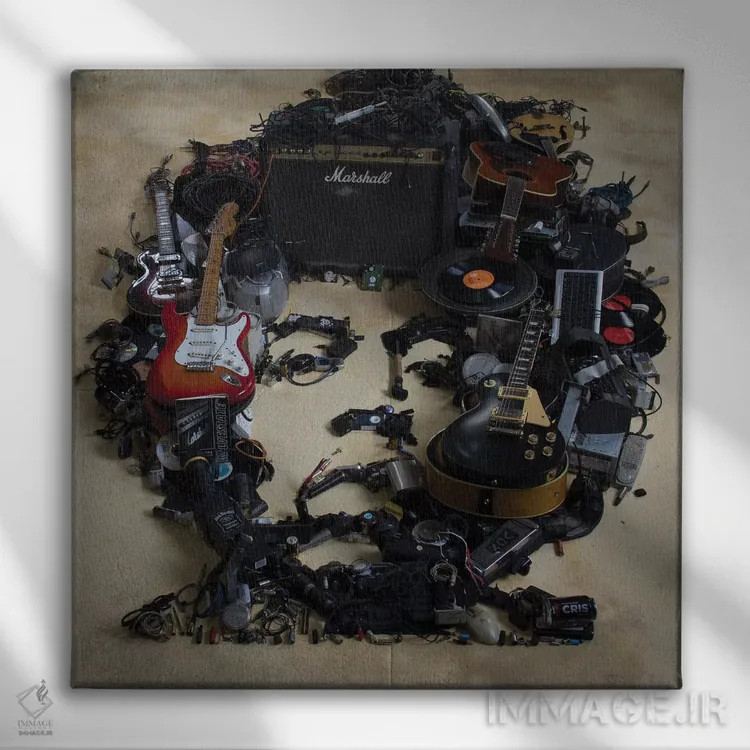 تابلو دکوراتیو پرتره سه بعدی جیمی هندریکس اثر آقای کپی رایت - نمای روبهرو روی دیوار