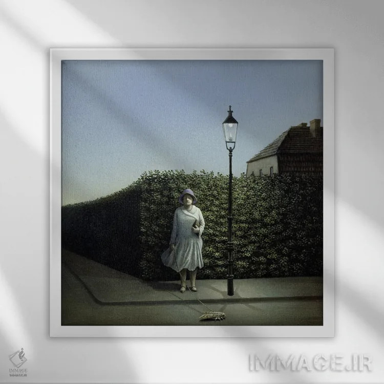 تابلو دکوراتیو زن با شب پره اثر مایکل سووا - نمای قابدار سفید