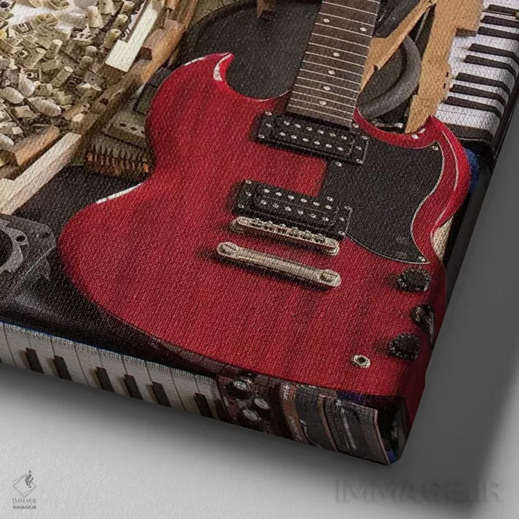 تابلو دکوراتیو پرتره سه بعدی فرانک زاپا اثر آقای کپی رایت - نمای نزدیک بافت بوم