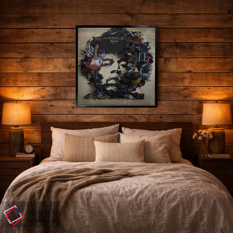 تابلو دکوراتیو پرتره سه بعدی جیمی هندریکس اثر آقای کپی رایت - D4B