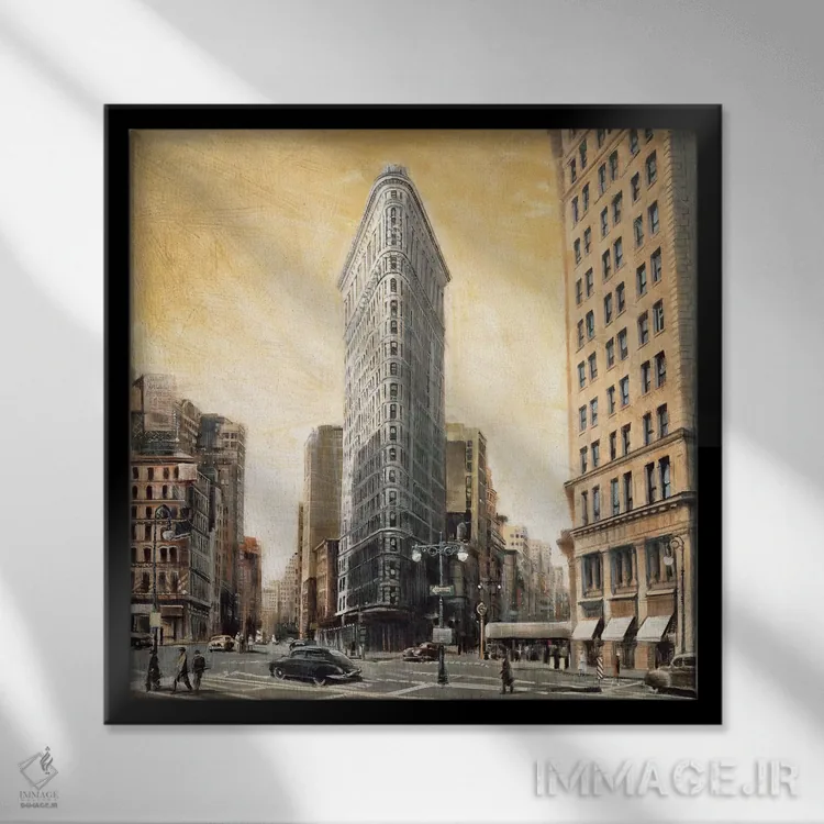 تابلو دکوراتیو ساختمان فلت آیرون اثر متیو دنیلز - نمای قابدار مشکی