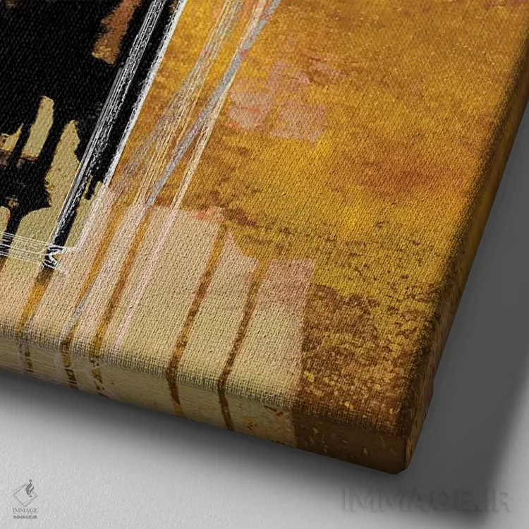 تابلو دکوراتیو نوآر روی کهربا اثر مدلین بلیک - نمای نزدیک بافت بوم