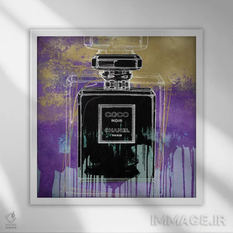 تابلو دکوراتیو نوآر روی بنفش اثر مدلین بلیک - نمای قابدار سفید