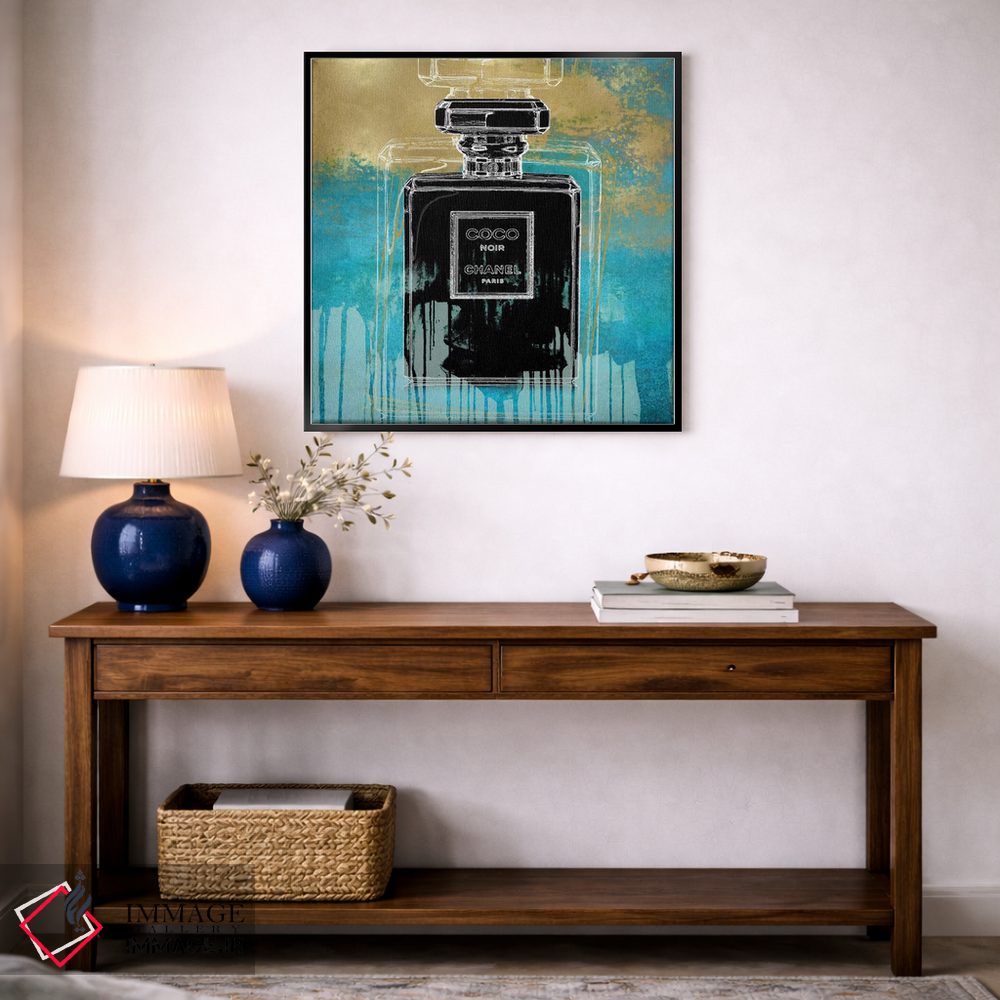 تابلو دکوراتیو نوآر روی سبزآبی اثر مدلین بلیک - D2B