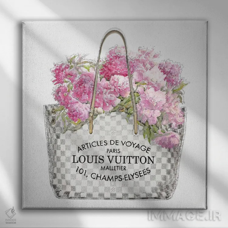 تابلو دکوراتیو دسته گل صورتی اثر مدلین بلیک - نمای روبهرو روی دیوار