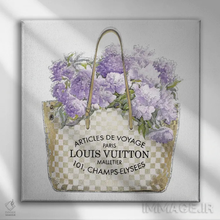 تابلو دکوراتیو دسته گل اسطوخودوس اثر مدلین بلیک - نمای روبهرو روی دیوار