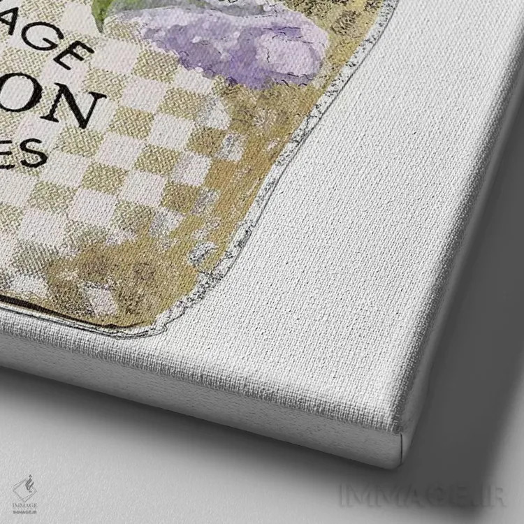 تابلو دکوراتیو دسته گل اسطوخودوس اثر مدلین بلیک - نمای نزدیک بافت بوم