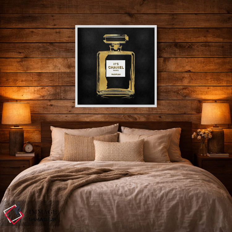 تابلو دکوراتیو عطر طلایی روی زمینه مشکی اثر مدلین بلیک - D1W