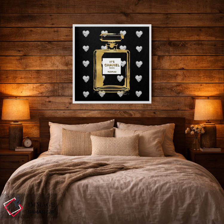 تابلو دکوراتیو قلب های نقره ای روی زمینه مشکی اثر مدلین بلیک - D2W