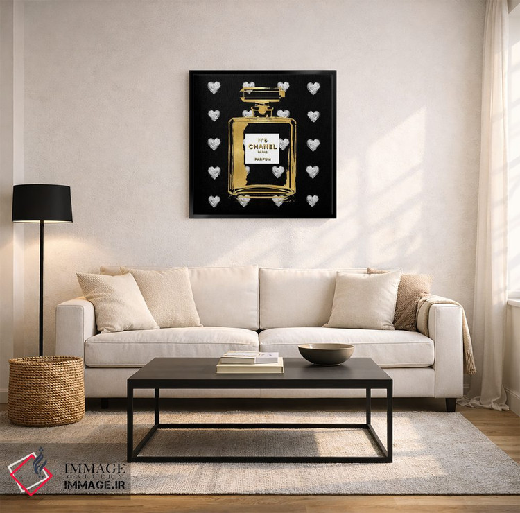 تابلو دکوراتیو قلب های نقره ای روی زمینه مشکی اثر مدلین بلیک - D4B