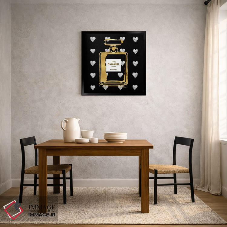 تابلو دکوراتیو قلب های نقره ای روی زمینه مشکی اثر مدلین بلیک - D5B