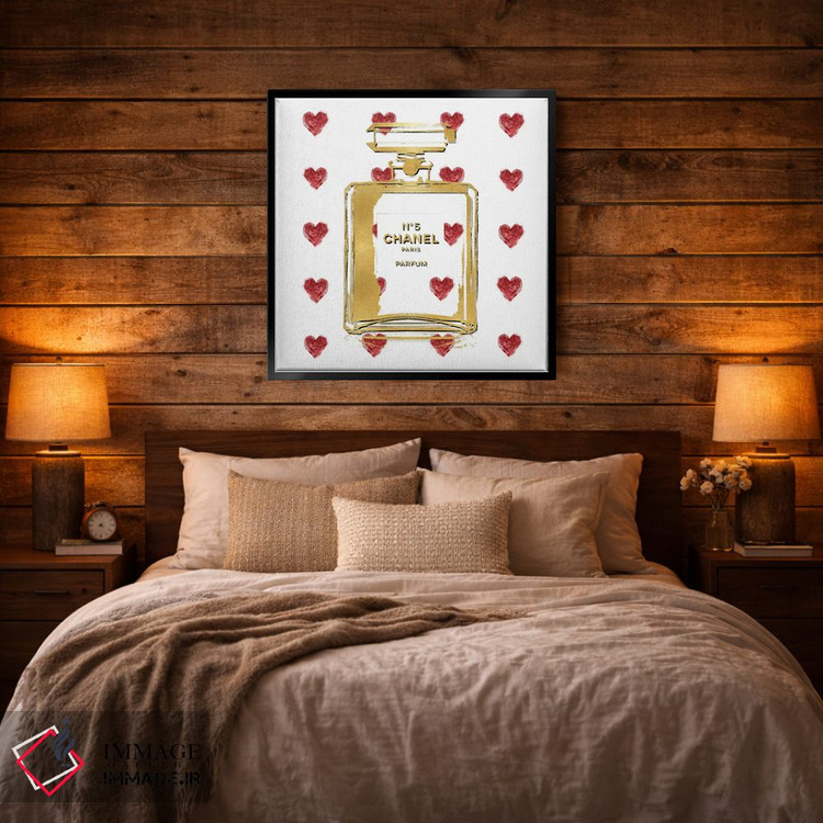تابلو دکوراتیو عطر با قلب های قرمز اثر مدلین بلیک - D3B