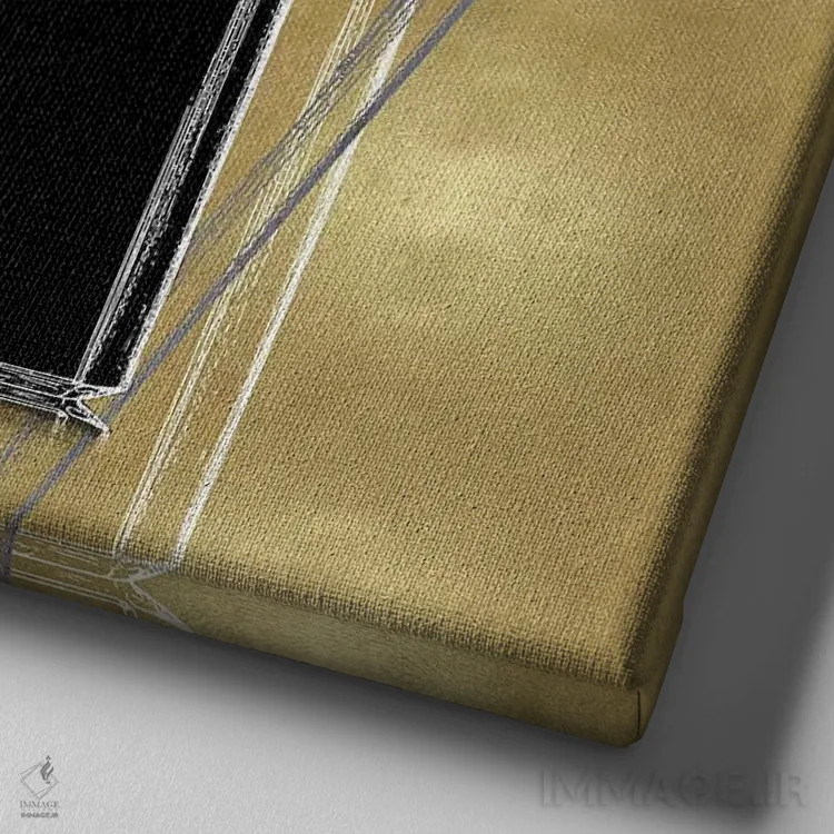 تابلو دکوراتیو نوآر روی طلایی اثر مدلین بلیک - نمای نزدیک بافت بوم