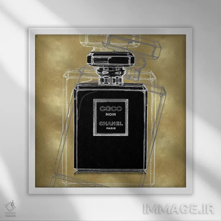 تابلو دکوراتیو نوآر روی طلایی اثر مدلین بلیک - نمای قابدار سفید