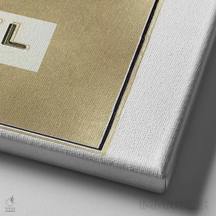 تابلو دکوراتیو کیف طلایی با دسته گل گلدار اثر مدلین بلیک - نمای نزدیک بافت بوم