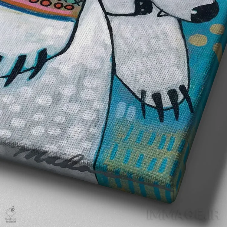 تابلو دکوراتیو رقابت خواهر و برادری اثر مادارا میسون - نمای نزدیک بافت بوم