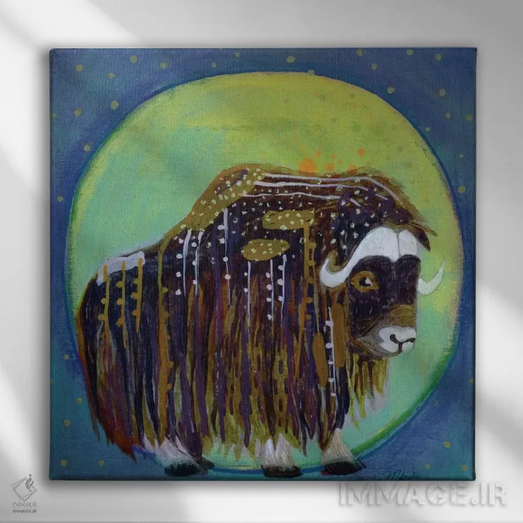 تابلو دکوراتیو ماه گاومشک اثر مادارا میسون - نمای روبهرو روی دیوار