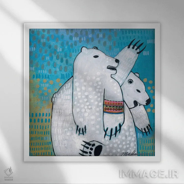 تابلو دکوراتیو رقابت خواهر و برادری اثر مادارا میسون - نمای قابدار سفید